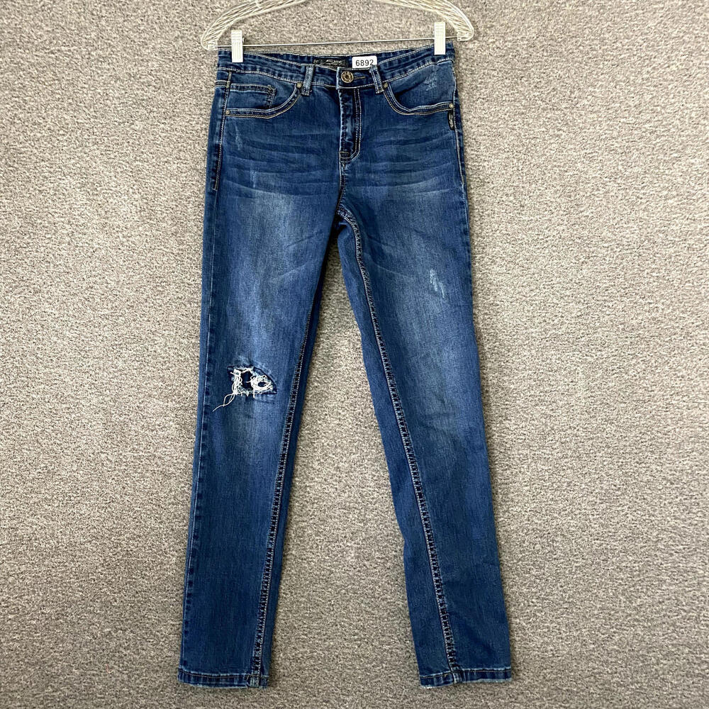 SILVER Jeans Girls Size 14 Blue Cairo Skinny Leg Distressed Denim Jeans